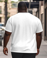 Men's Plus Size Daily Casual Black And White Bird Print Henry Collar Button Short Sleeve T-Shirt